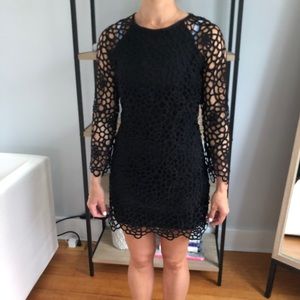 Black thick lace cocktail dress